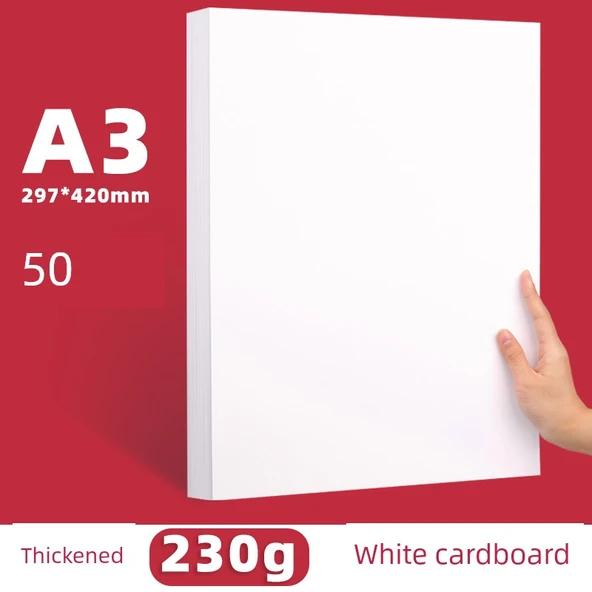 A3 Beyaz Karton 230G - 50 Yaprak (Kalınlaştırılmış)