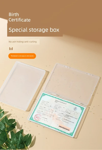 Doğum Belgesi Koruma Kapağı Depolama Kutusu - Kalınlaştırılmış Güçlendirme - 1 Paket - Aşı Kitabı/Kayıt Kutusu (Yapışmaz/Gri Değil) - 7