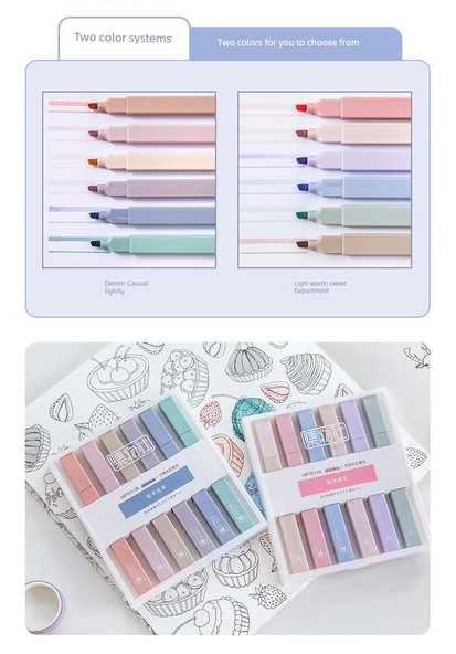 Fluoresan Kalem Seti - Açık Tuz + Açık Tatlı - 12 Parça - Yumuşak Uç - 10
