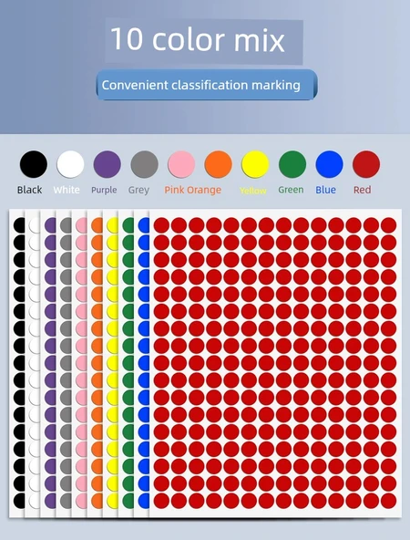Karışık Renkli Nokta Çıkartmaları 25mm - 480 Adet - Resim 6