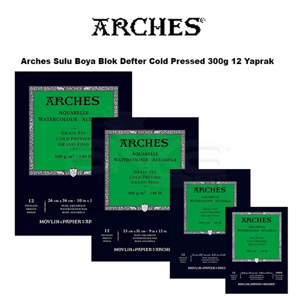 Arches Sulu Boya Blok Defter Cold Pressed 300g 12 Yaprak ürün görseli