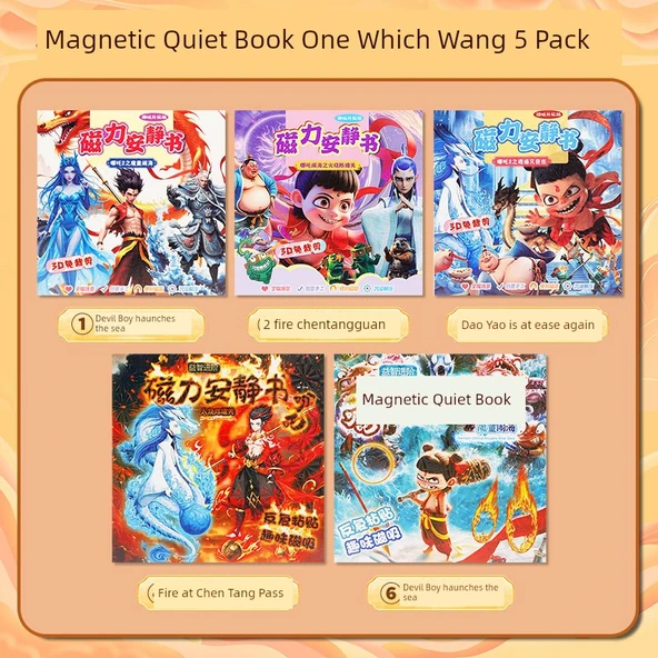 Nezha DIY Sessiz Kitap Çıkartmaları - Hangi Manyetik Sessiz Kitap 5 Paket