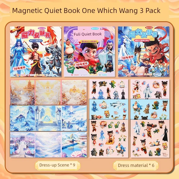 Nezha DIY Sessiz Kitap Çıkartmaları - Hangi Manyetik Sessiz Kitap 3 Paket #1
