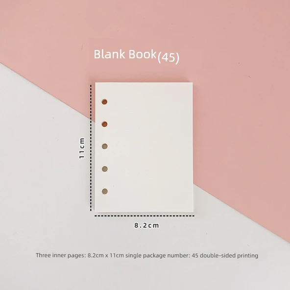 5 Delikli PVC Mini Gevşek Klasör - M5 İç Sayfa Boş Defter (45 Sayfa)