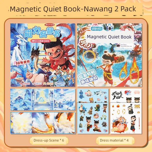 Nezha DIY Sessiz Kitap Çıkartmaları - Hangi 2 + Bulmaca Gelişmiş Ücretsiz 2 Paket