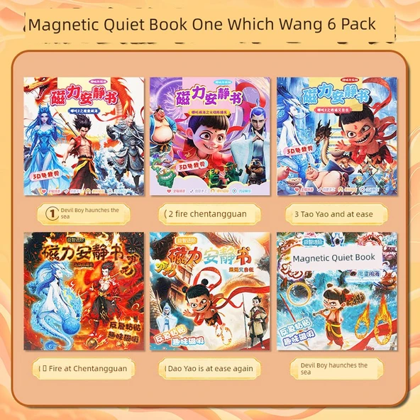 Nezha DIY Sessiz Kitap Çıkartmaları - Hangi Manyetik Sessiz Kitap 6 Paket