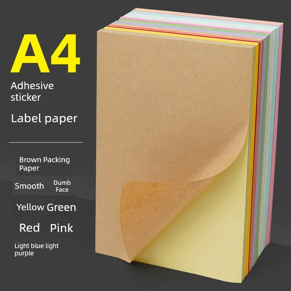 A4 Etiket Yazıcı Kağıdı - A4/20 Floresan Magenta Yapışkanlı Beyaz Torba - 2