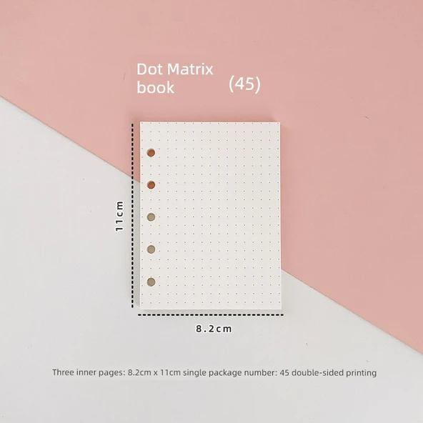 5 Delikli PVC Mini Gevşek Klasör - M5 İç Sayfa Nokta Matris Defteri (45 Sayfa)