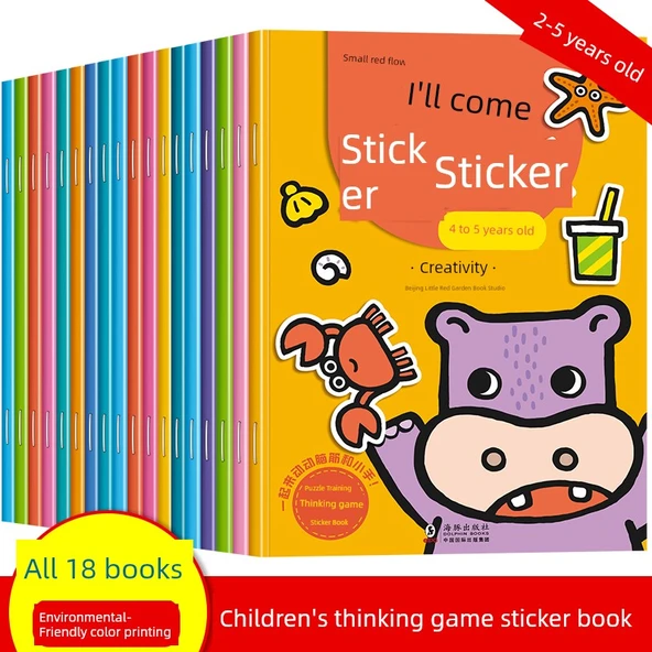Çocuklar için Çıkartma Kitabı - 2-3-4-5 Yaş - 18 Kitap