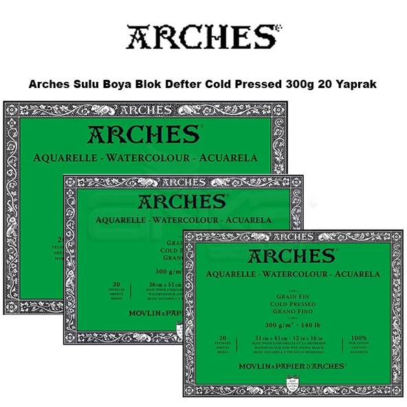 Arches Sulu Boya Blok Defter Cold Pressed 300g 20 Yaprak ürün görseli