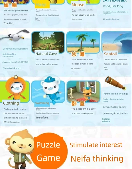 Octonauts Çocuklar için Çıkartmalı Kitap - Denizaltı Küçük Sütun Erken Eğitim Aydınlatma Seti (Tüm 5 Kitap) - 8