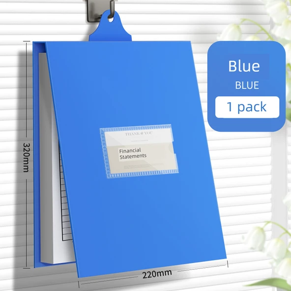 A4 Duvara Asılan Dosya Klasörü - Mavi - 1 Paket Süper Dayanıklı