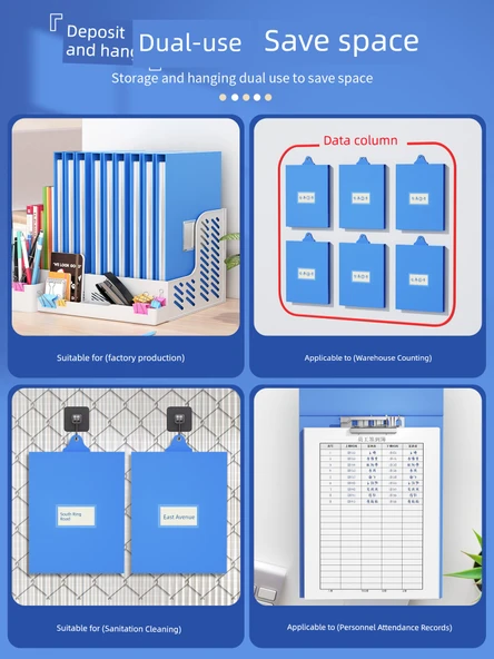 A4 Duvara Asılan Dosya Klasörü - Mavi - 1 Paket Süper Dayanıklı - 5