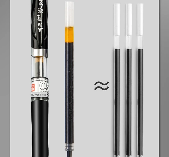 Baskı Uçlu Jel Kalem - 3 Mavi 0.5mm - 12