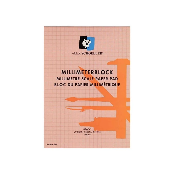 Alex Schoeller Millimetrik Blok A4 20 Yaprak 80 gr Kırmızı - 2