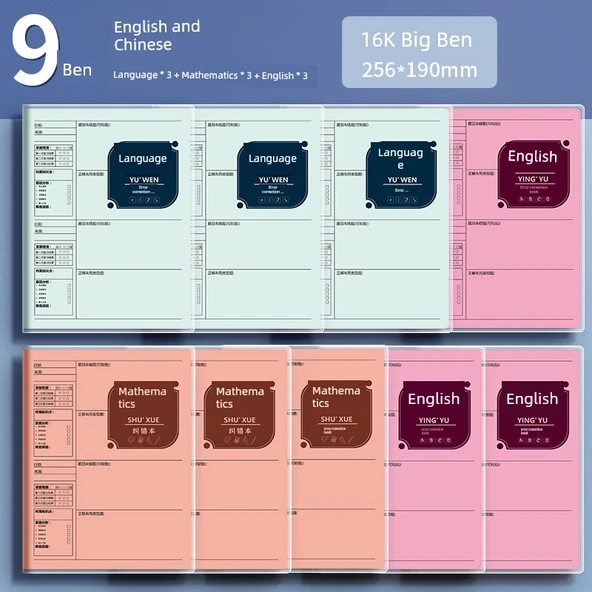 Ortaokul ve Lise Konu Defteri - 9 Kitap (3 Matematik + 3 Çince + 3 İngilizce)