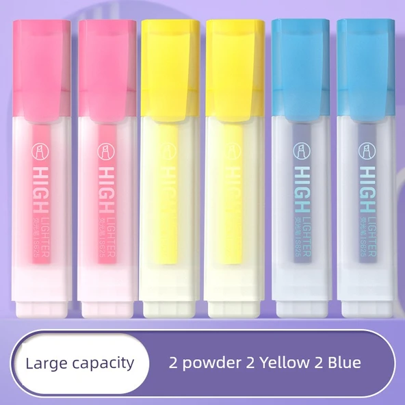 Fluoresan Kalem - Karışık Renk (2 Pembe, 2 Mavi, 2 Sarı)