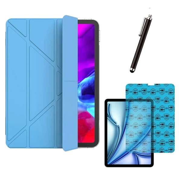Apple iPad Air M3 11 inç Uyumlu Smart Cover Tablet Kılıfı Ekran Koruyucu Kalem Set - 8