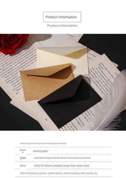 Kare Mini Kahverengi Paket Kağıdı Zarf - Deri Küçük Zarf 5 Adet - Resim 9