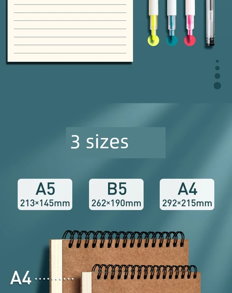 Kahverengi Paket Kağıdı Spiral Defter - 4 Adet - A5 - Kareli - 9