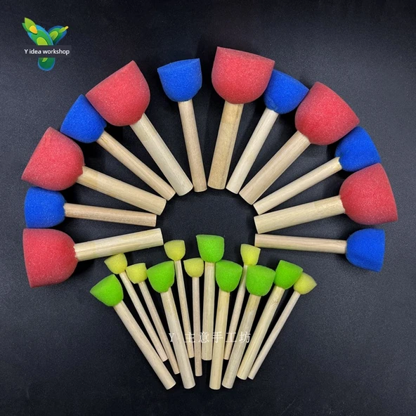 Mantar Şeklinde Sünger Boya Fırçası Seti - 3cm Mantar Mühür [10 Paket] - 3
