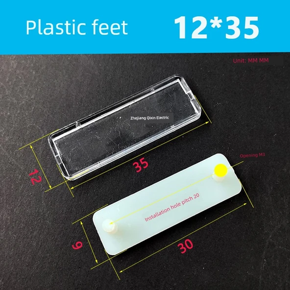 Çift Katmanlı Etiket Kutusu Buton Anahtar İşareti Yapıştırma Dağıtım Kabini Etiket Çerçevesi - Plastik Ayak 12*35*3 [100 set] montaj deliği mesafesi: 20mm