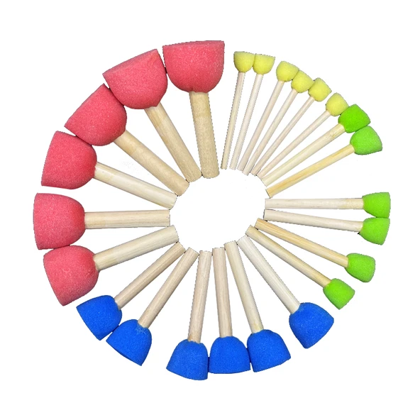 Mantar Şeklinde Sünger Boya Fırçası Seti - 3cm Mantar Mühür [10 Paket] - 6