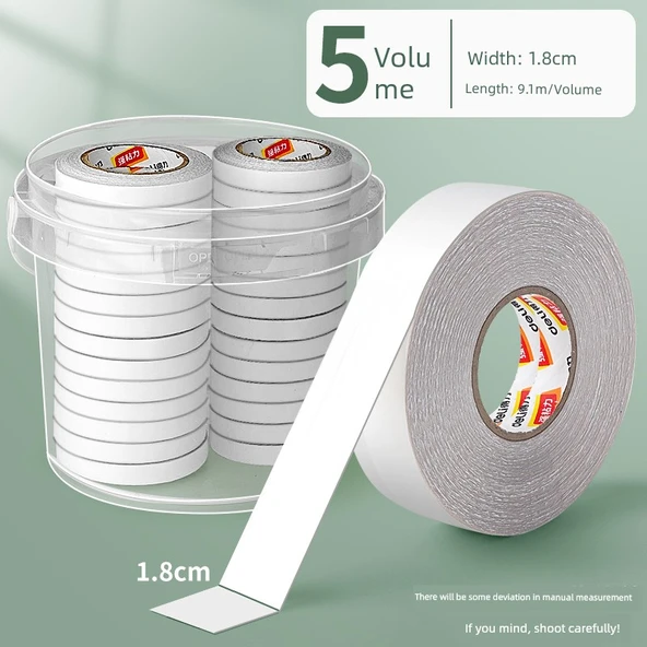 Çift Taraflı Yapışkan Kağıt Bant - 18mm Genişlik - 5 Rulo
