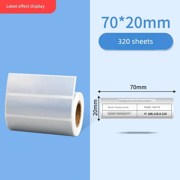 Termal Sentetik Etiket Kağıdı - Asya Gümüşü 70*20mm - 320 Adet