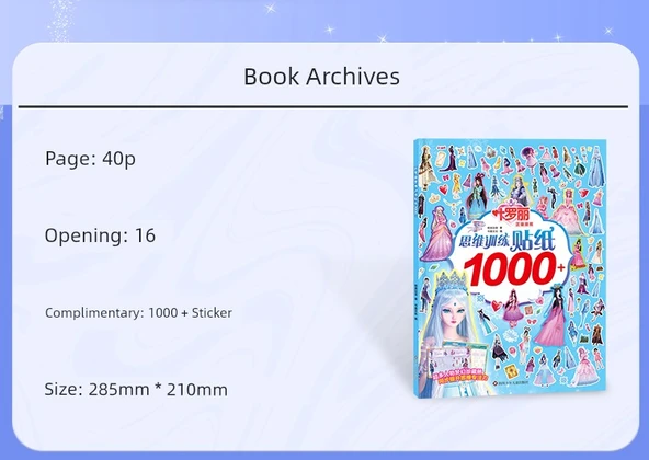 Prenses Elbisesi Çıkartma Kitabı - Ye Luoli Sticker - 40 Sayfa 1000+ Çıkartma - 8