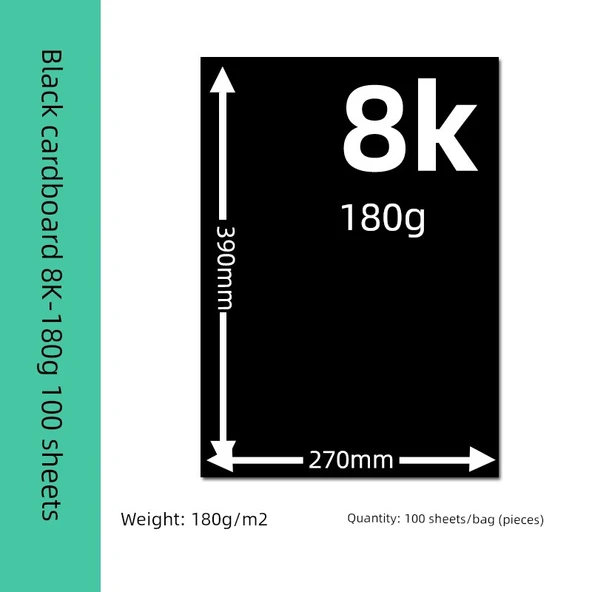Siyah Karton Kağıt - 8K 180g - 100 Sayfa