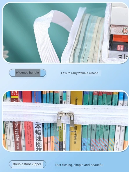 Toz Geçirmez Şeffaf Okul Kitap Saklama Organizatörü - Siyah Büyük (A4) - 6