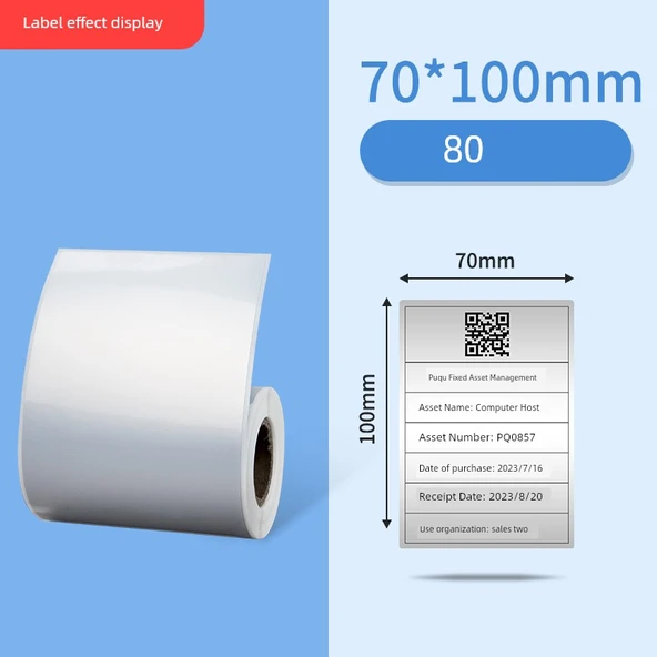 Termal Sentetik Etiket Kağıdı - Asya Gümüşü 70*100mm - 80 Adet
