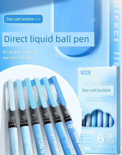 Siyah Sıvı Tükenmez Kalem - 0.5mm - [6'lı Paket] Nane Ormanı - 7