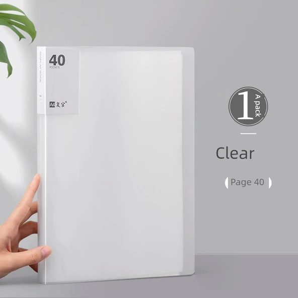 A4 Plastik Dosya Klasörü - Kalınlaştırılmış 40 Sayfa - Beyaz - 1 Paket