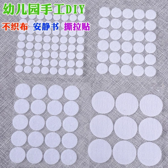 Yaratıcı Yuvarlak Yapışkan Harfler Bantlı Nylon Kanca - 15mm Beyaz (72 Çift)
