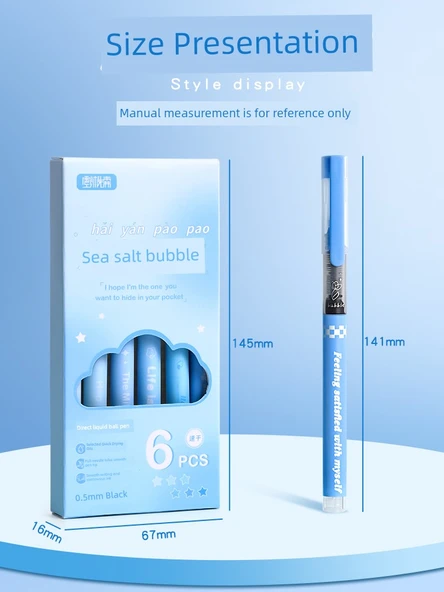 Siyah Sıvı Tükenmez Kalem - 0.5mm - [6'lı Paket] Nane Ormanı - 4