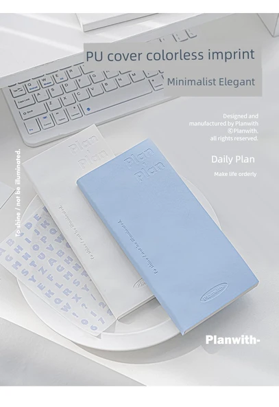 Planwith Saat Girişi Taşınabilir El Hesap Defteri - Gri + Fırça Kalem Beyaz Beş Paket - 7