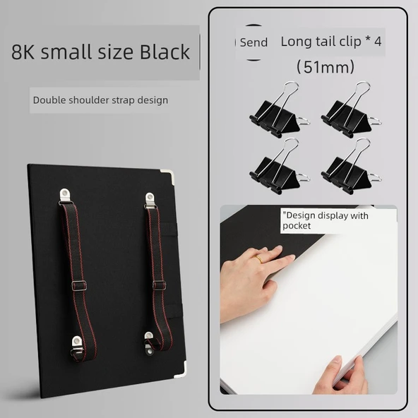 Su Geçirmez 8K Eskiz Defteri - Küçük Siyah +4 Uzun Kuyruk Klipsi
