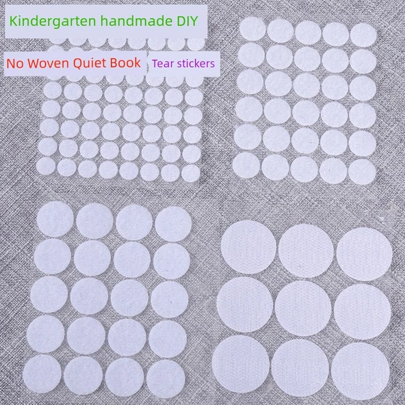 Yaratıcı Yuvarlak Yapışkan Harfler Bantlı Nylon Kanca - 20mm Beyaz (50 Çift) - 2