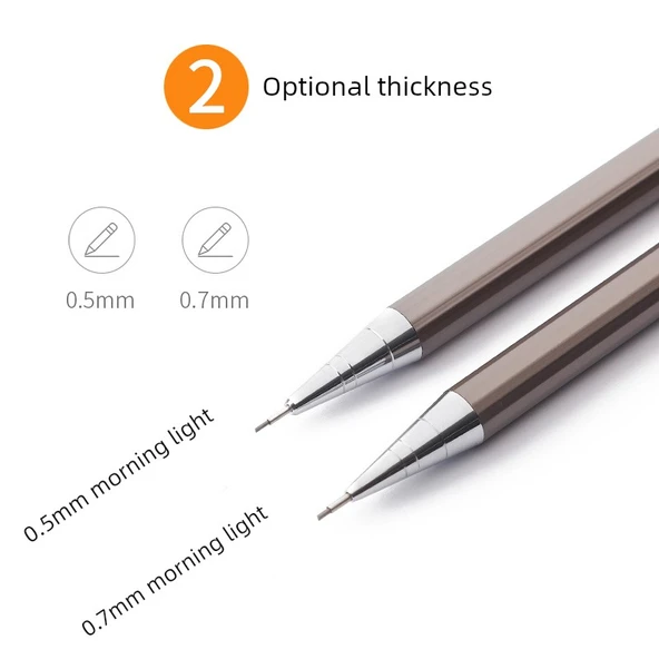 Tam Metal Mekanik Kalem - 0.5mm HB Kurşun - 3 Kalem ve 300 Kurşun Yedeği - 5
