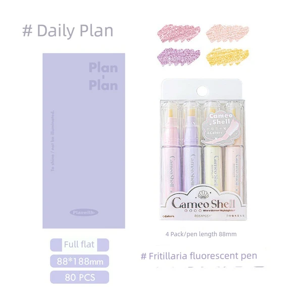 Planwith Saat Girişi Taşınabilir El Hesap Defteri - Mor + İnci Fritillaria Sıralayıcı [4 Paket]