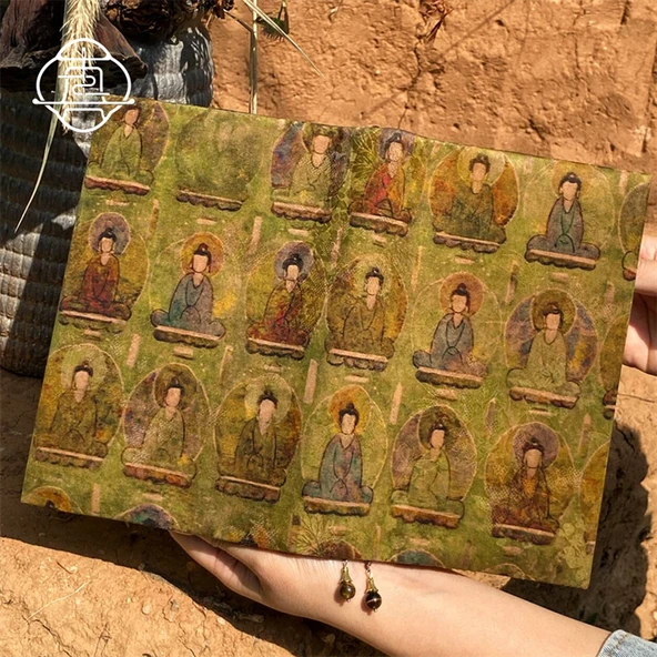 El Yapımı Defter - A5 - Çok Fonksiyonlu Sayfa - Sabit Sayfa - Budist Figürü - 2