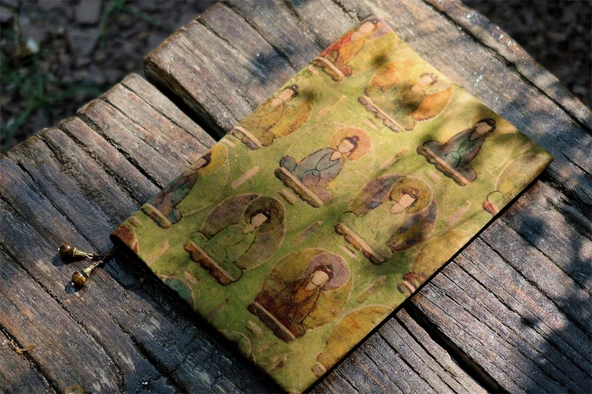 El Yapımı Defter - B6 - Kare Sayfa - Sabit Sayfa - Budist Figürü - 8
