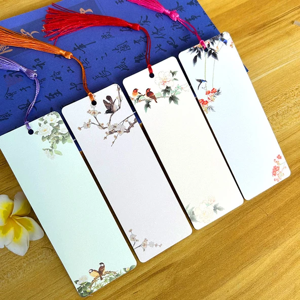 Çin Tarzı DIY Boş Ayraç - Mor Etli Tasarım + Delik Açma + Püsküller - 5