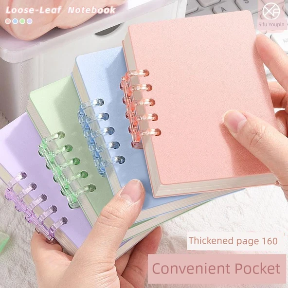 A7 Mini Gevşek Yaprak Defter - 1 Adet/Grayfruit Pudrası + 1 Yatay Çizgi Çekirdek - 2