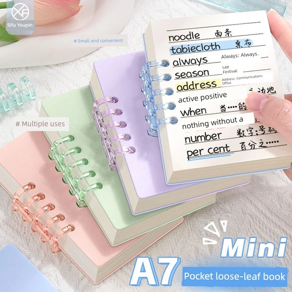 A7 Mini Gevşek Yaprak Defter - 1 Adet/Lime Yeşili + 1 Yatay Çizgi Çekirdek - 7
