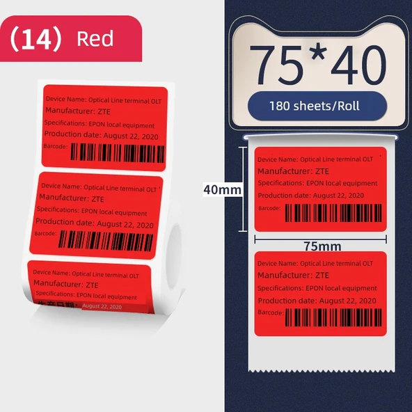 Telekom Kule Ekipmanları Üç Koruma Etiketi - Kırmızı 75x40mm - 180 sayfa (B3S/B31 uyumlu)