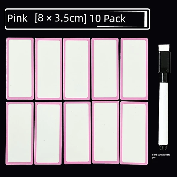 Silinebilir Manyetik Etiket - Pembe 10 - 8 x 3.5 cm