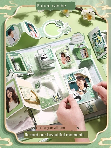 Çin Antik Tarzı Mezuniyet Albümü - Hayalleri At olarak Al [140 Sayfa] - 2 Çıkartma + Depolama Çantası - Resim 4